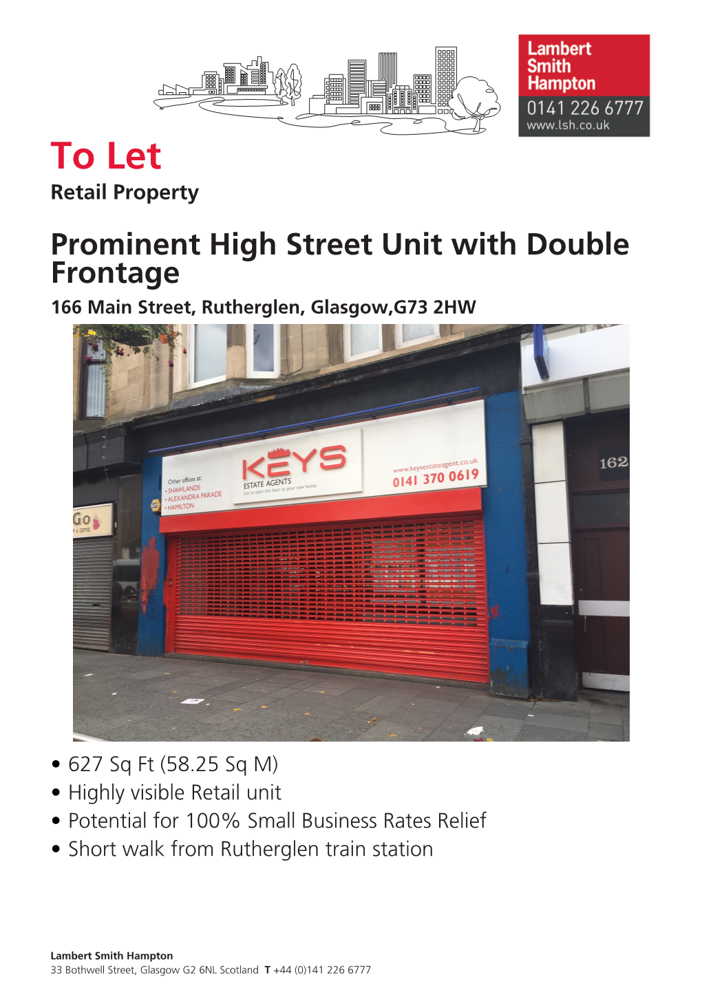 To Let,166 Main Street, Rutherglen, Glasgow,G73