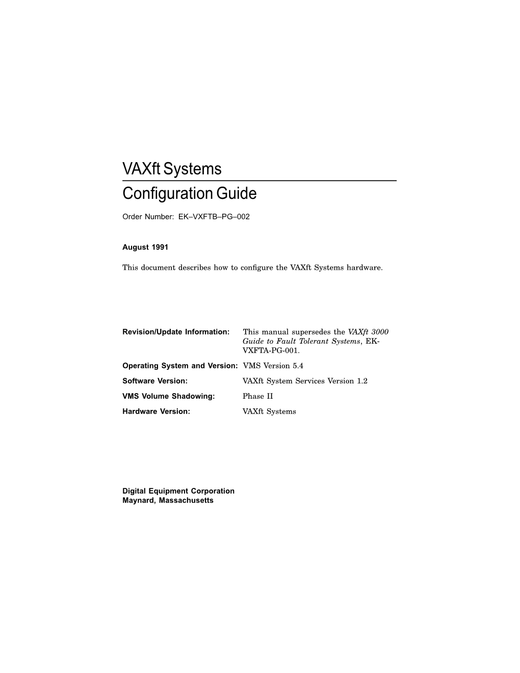 Vaxft Systems Configuration Guide