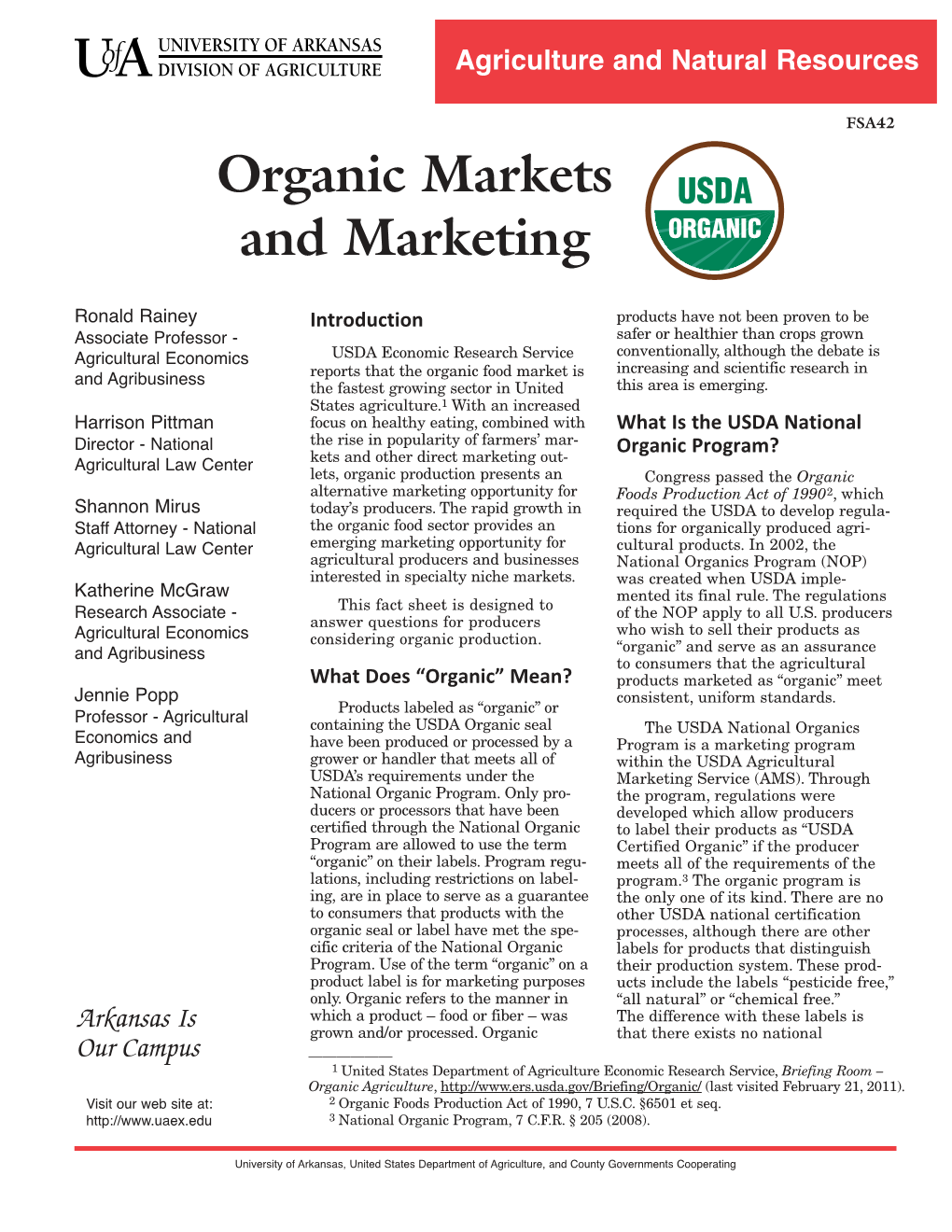 Organic Markets and Marketing