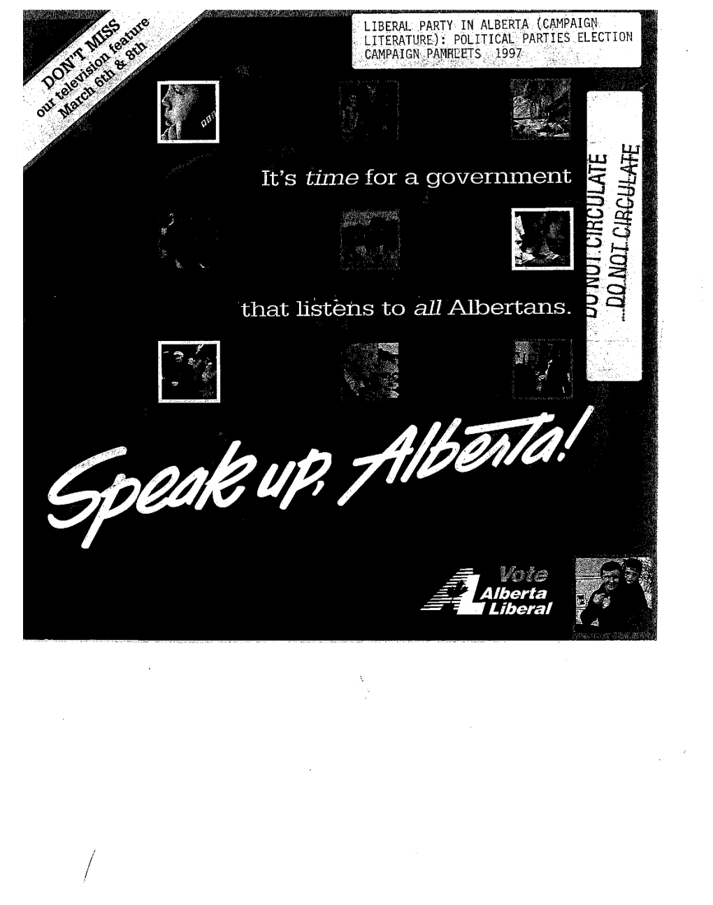 Llberal.PARTY in ALBERTA (CAMPAIGN LITERATURE,):·