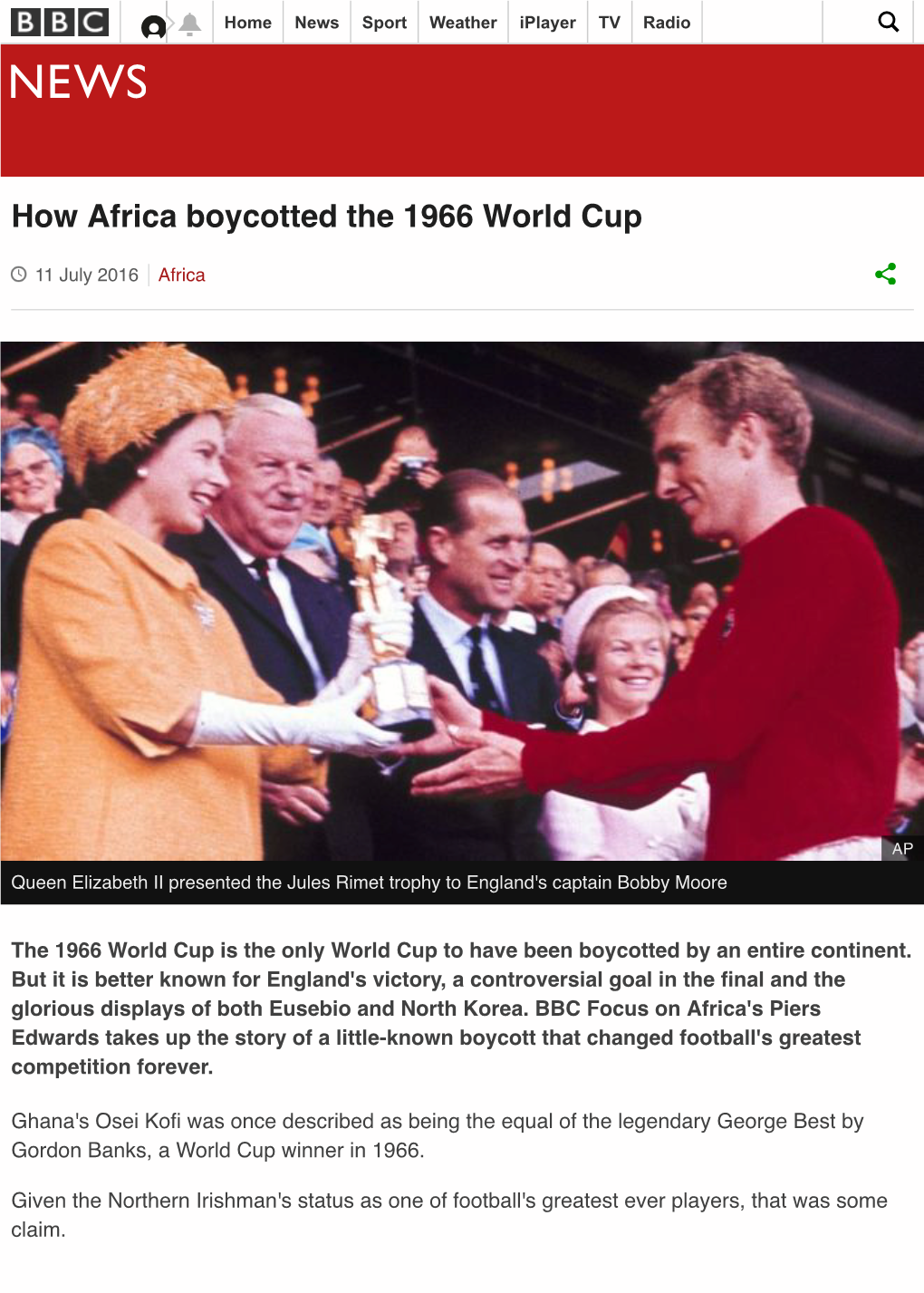 How Africa Boycotted the 1966 World Cup