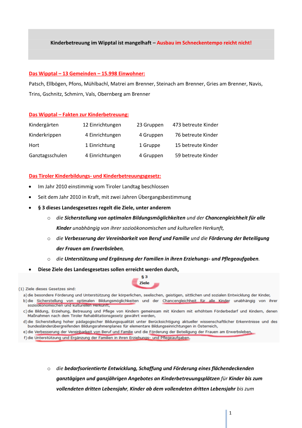 Kinderbetreuung Im Wipptal Ist Mangelhaft – Ausbau Im Schneckentempo Reicht Nicht!