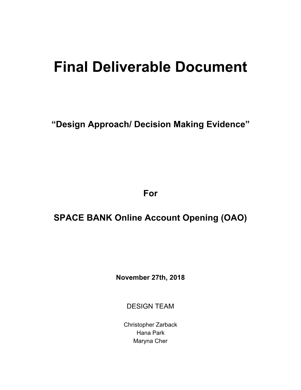 Final Deliverable Document