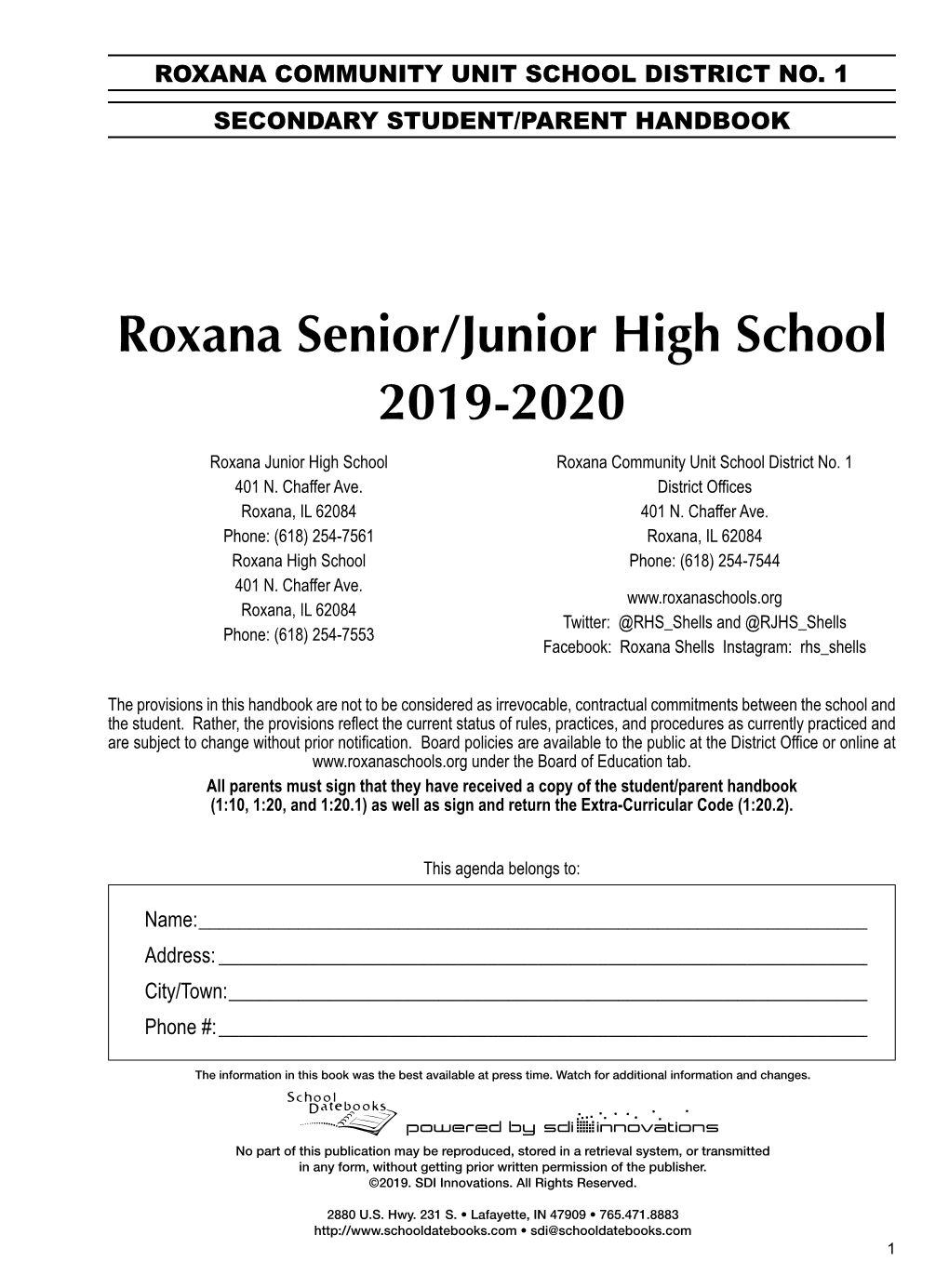 Roxana Senior/Junior High School 2019-2020