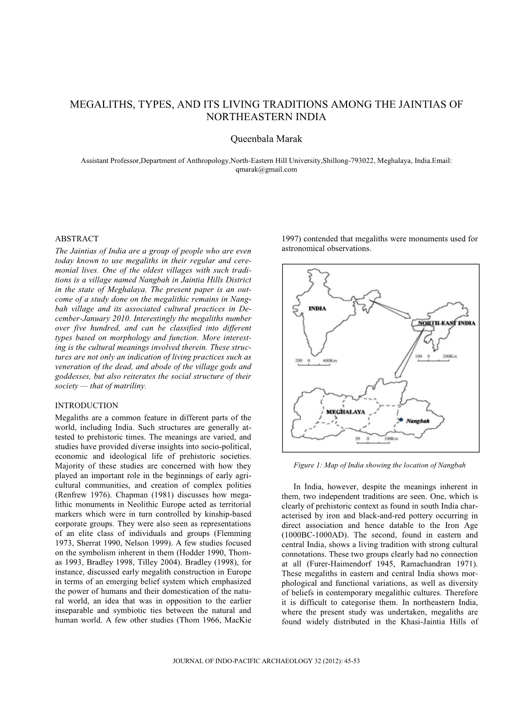 Megaliths, Types, and Its Living Traditions Among the Jaintias of Northeastern India