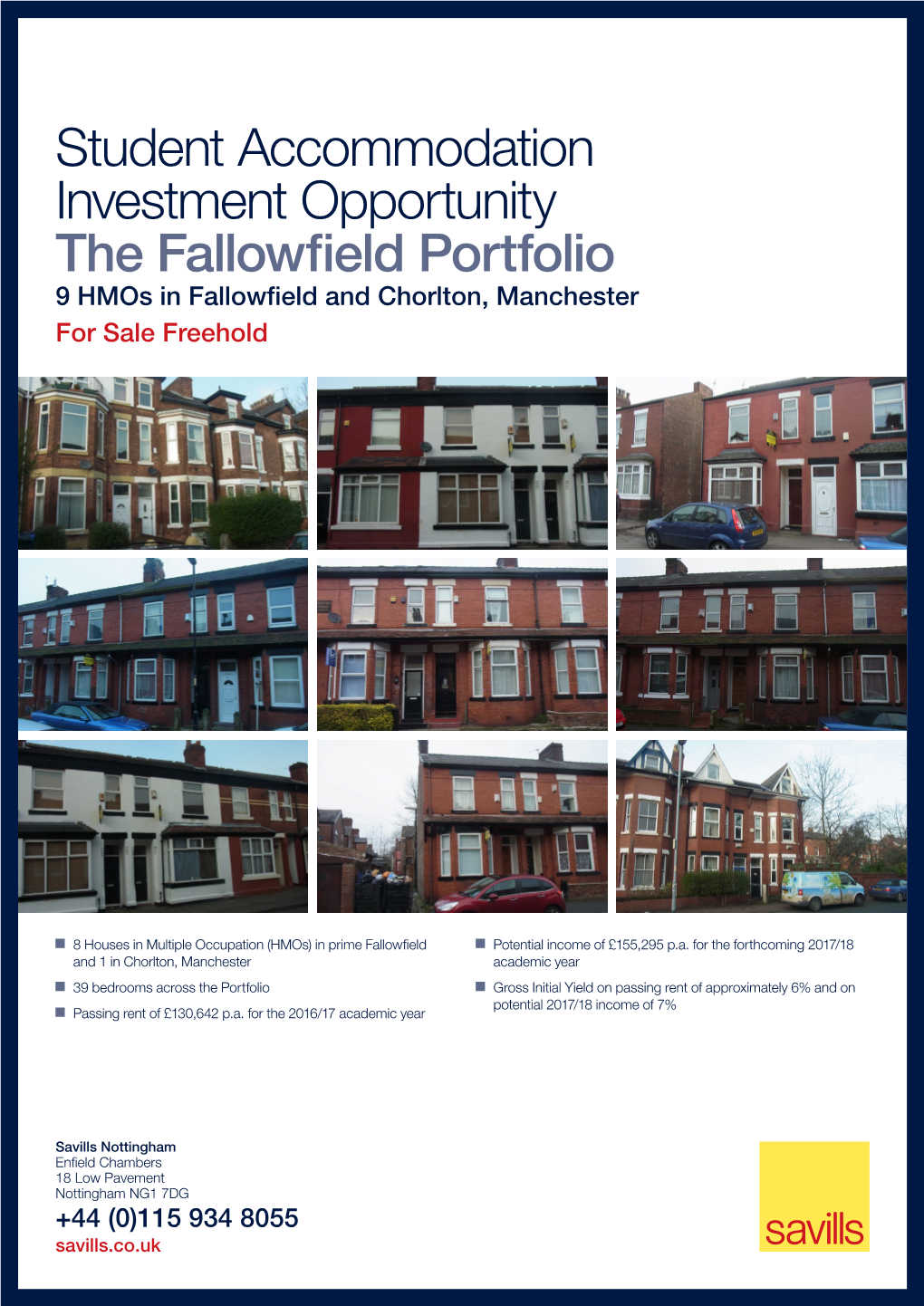 Student Accommodation Investment Opportunity the Fallowfield Portfolio 9 Hmos in Fallowfield and Chorlton, Manchester for Sale Freehold