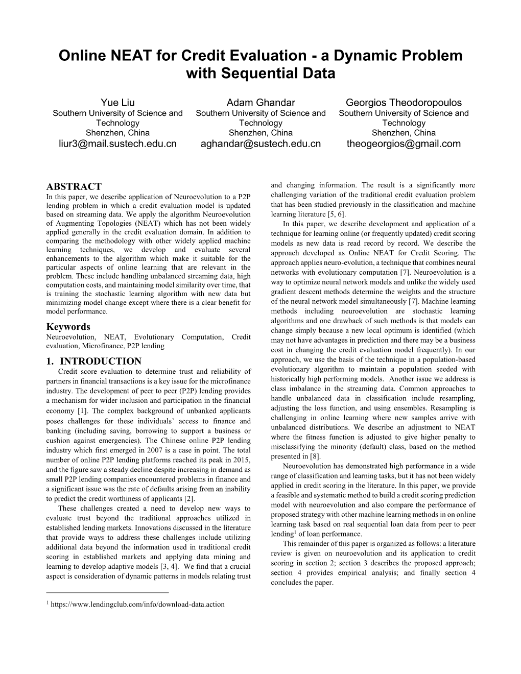 Online NEAT for Credit Evaluation - a Dynamic Problem with Sequential Data