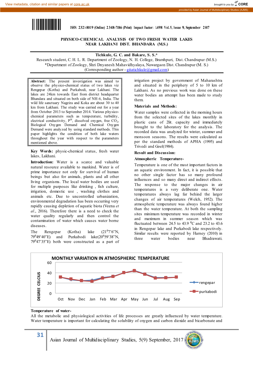 Asian Journal of Multidisciplinary Studies, 5(9) September, 2017