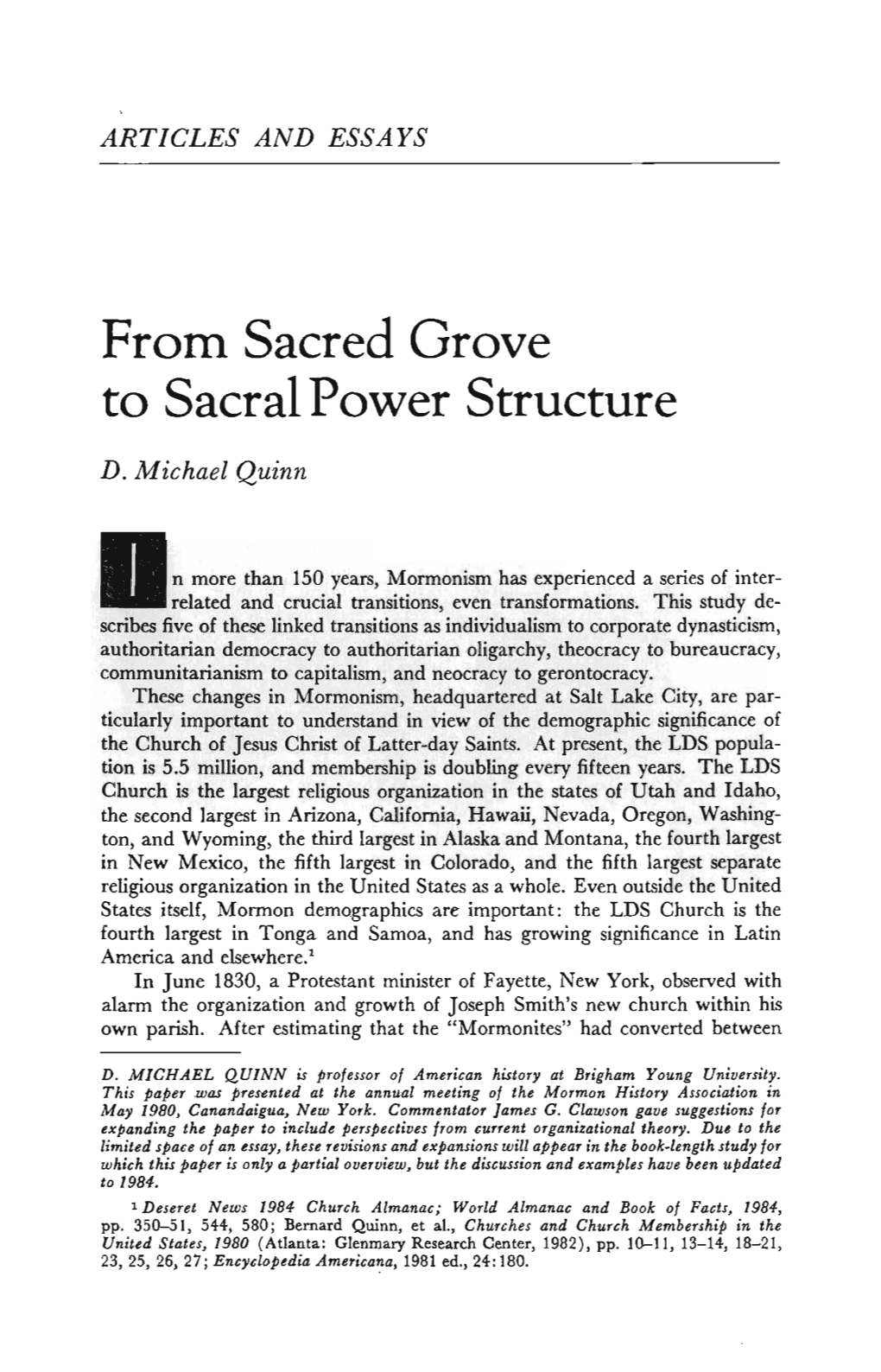 From Sacred Grove to Sacral Power Structure