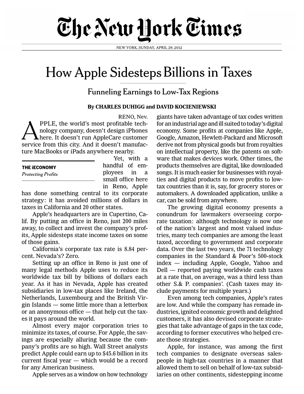 How Apple Sidesteps Billions in Taxes How Apple Sidesteps Billions in Taxes How Apple Sidesteps Billions in Taxes