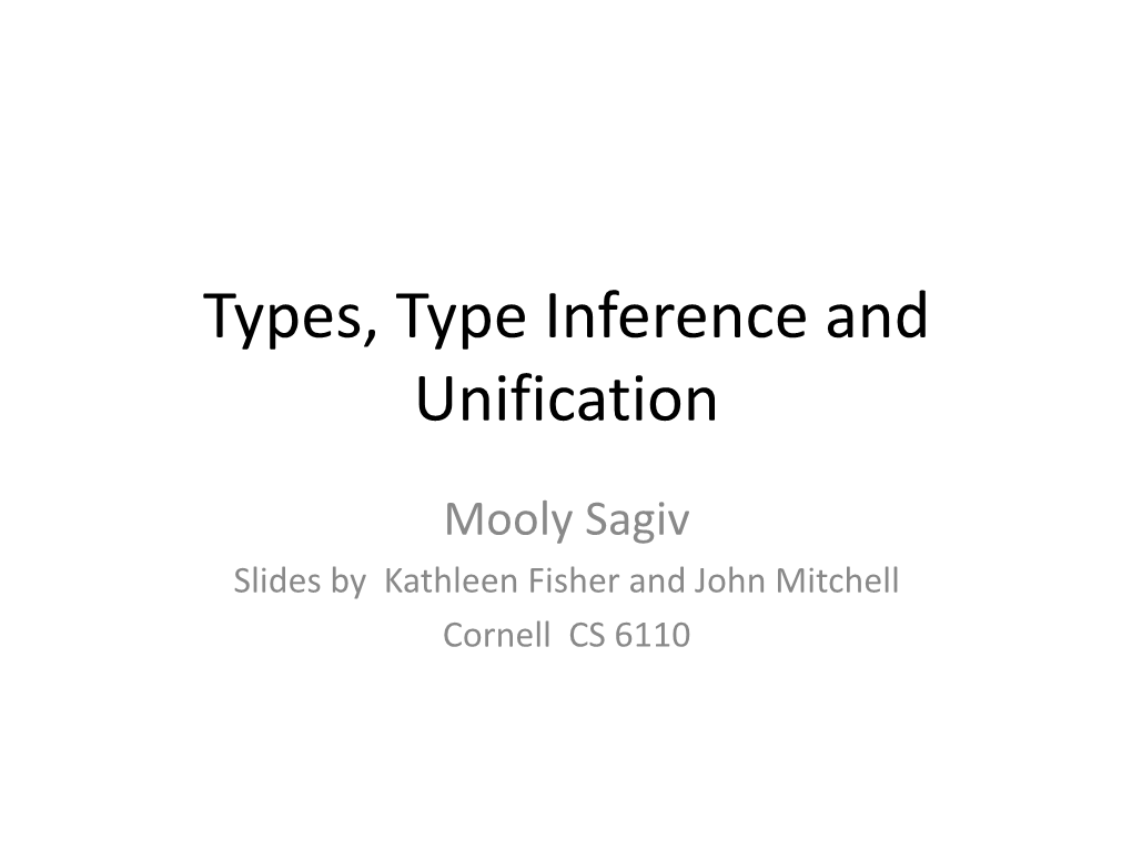 Type Checking and Type Inference