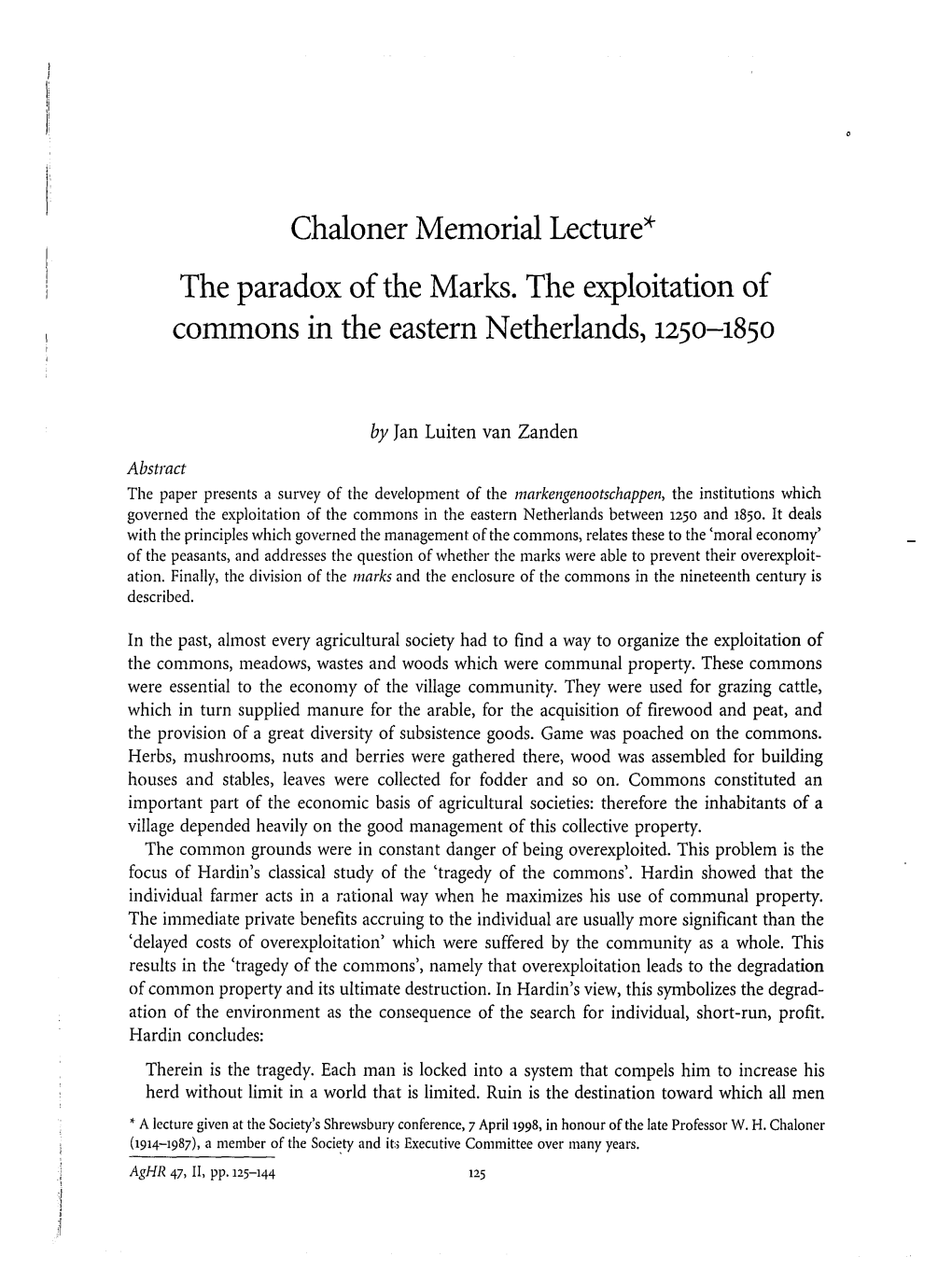 The Paradox of the Marks. the Exploitation of Commons in the Eastern Netherlands, 125O-185O