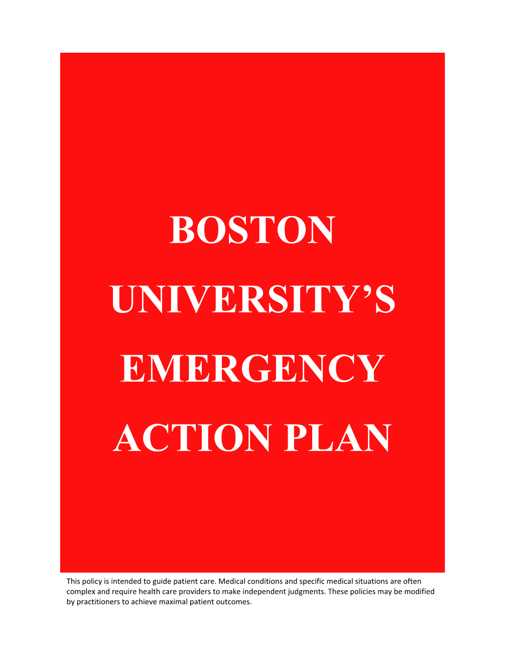 Boston University's Emergency Action Plan