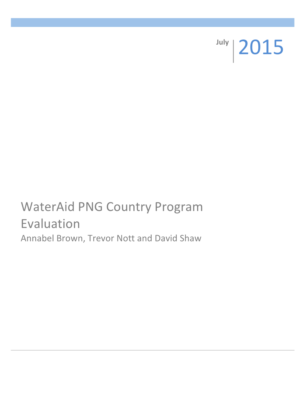 Papua New Guinea Evaluation Report, 2015 Download