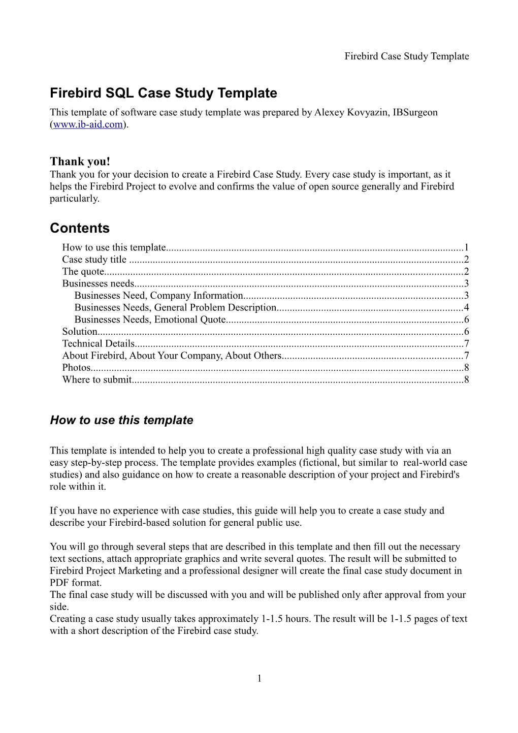 Firebird Case Study Template