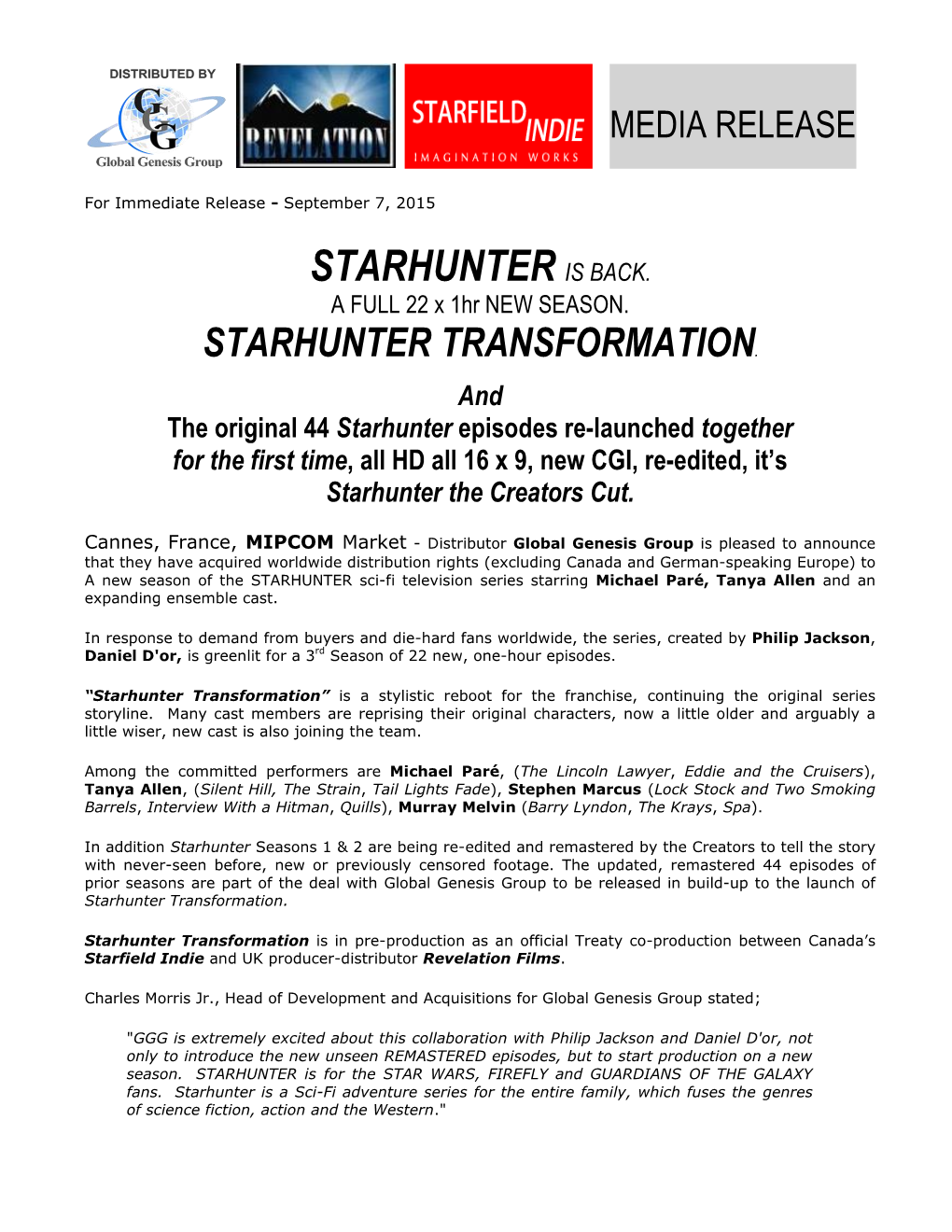 STARHUNTER IS BACK. a FULL 22 X 1Hr NEW SEASON