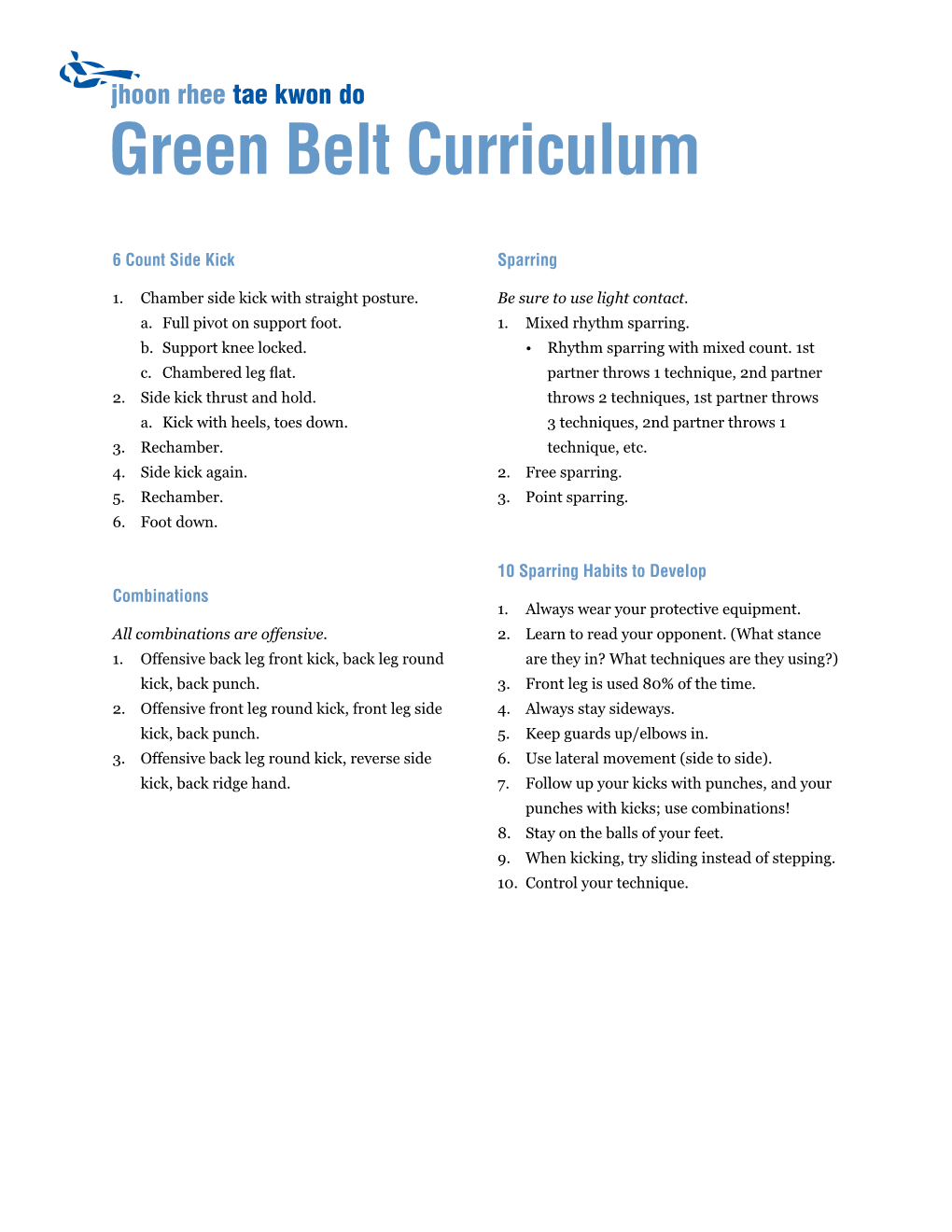 Green Belt Curriculum