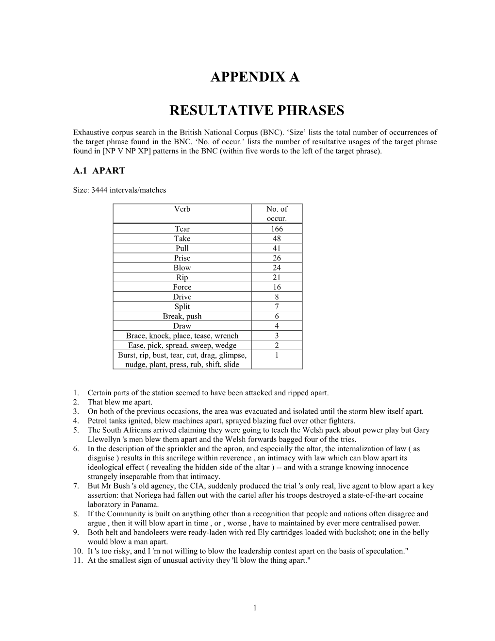 Appendix a Resultative Phrases