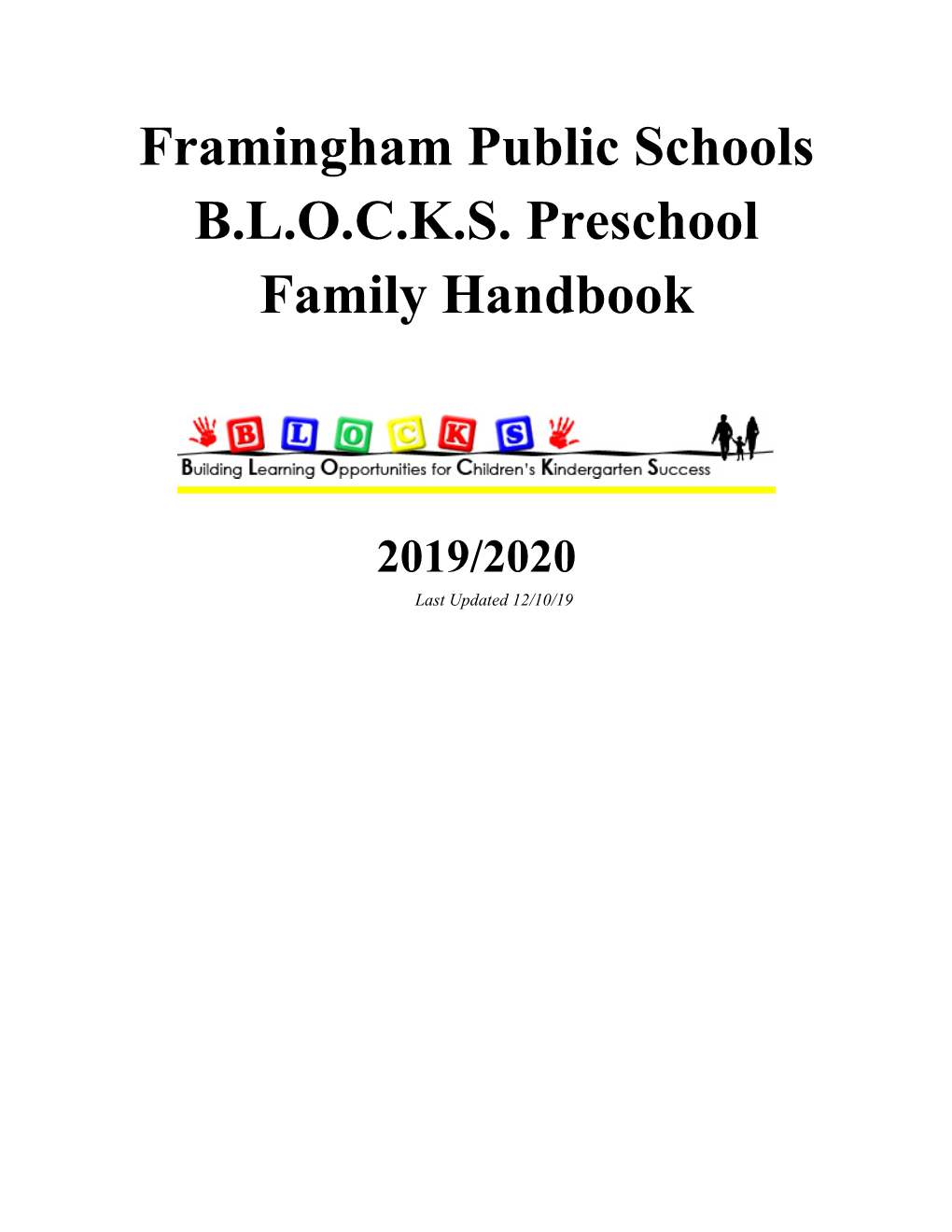 BLOCKS Family Handbook 2019-2020