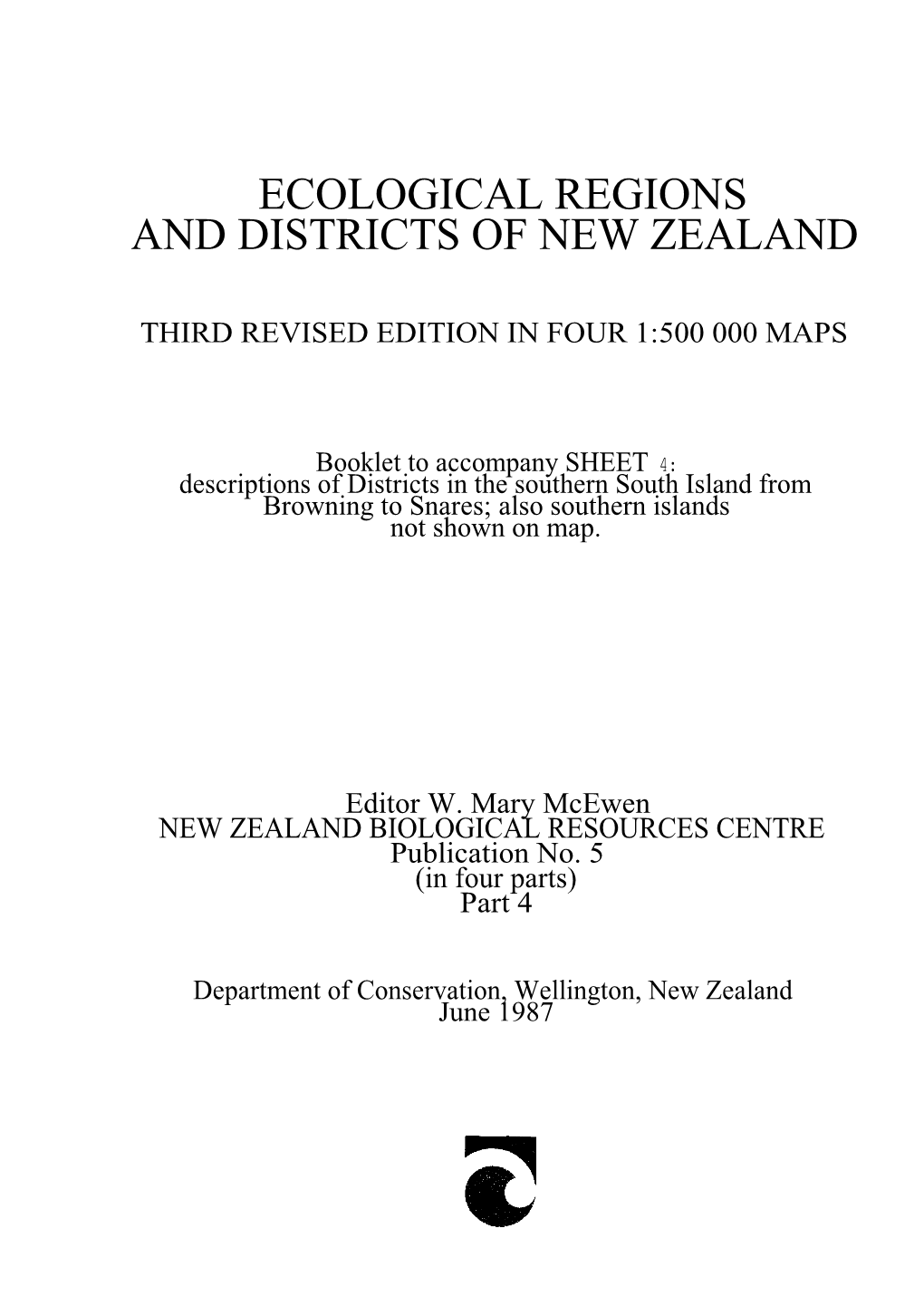 Ecological Regions and Districts of New Zealand