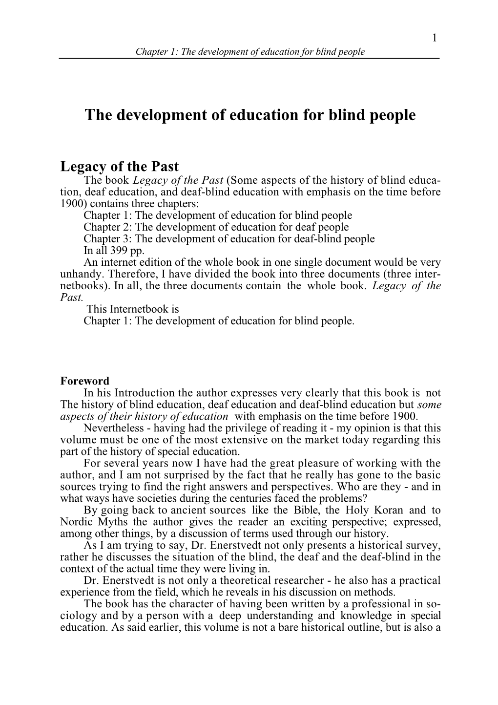 The Development of Education for Blind People