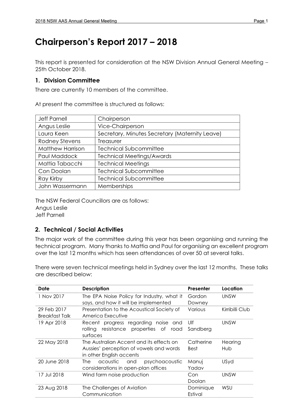 AAS Chairperson Report 2017