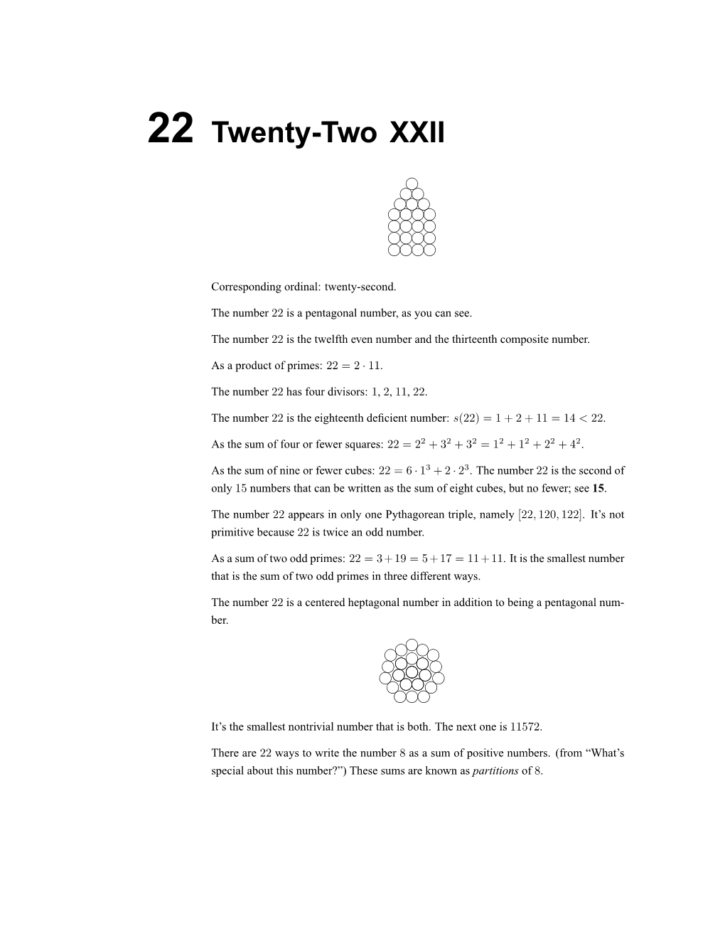 Number 22 Is a Pentagonal Number, As You Can See