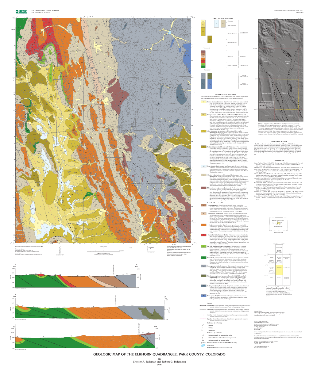 GEOLOGIC MAP of the ELKHORN QUADRANGLE, PARK COUNTY, COLORADO by Chester A