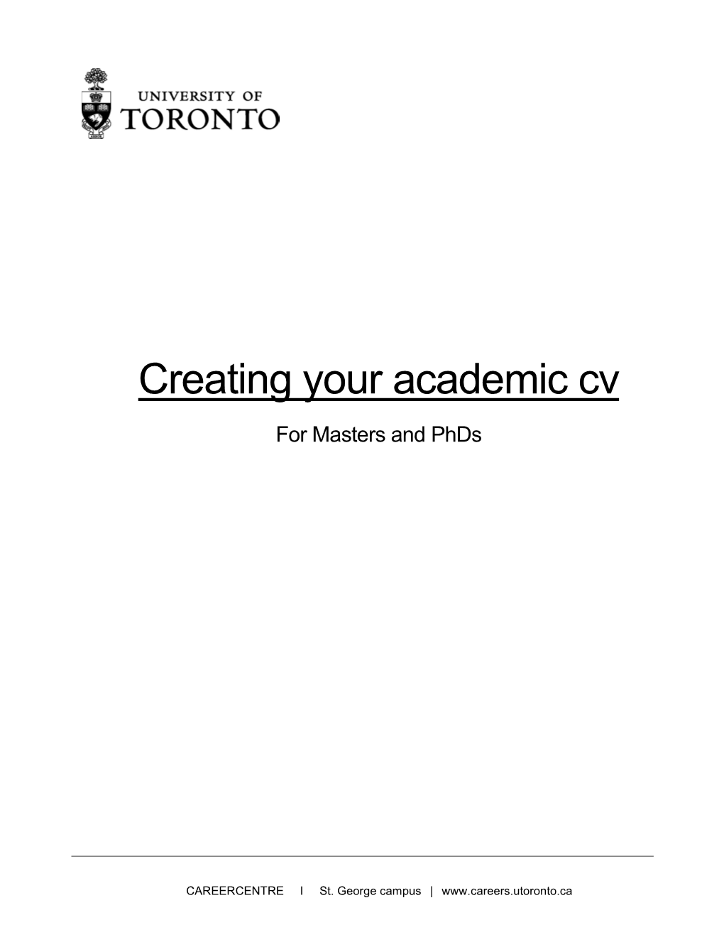 Creating Your Academic Cv