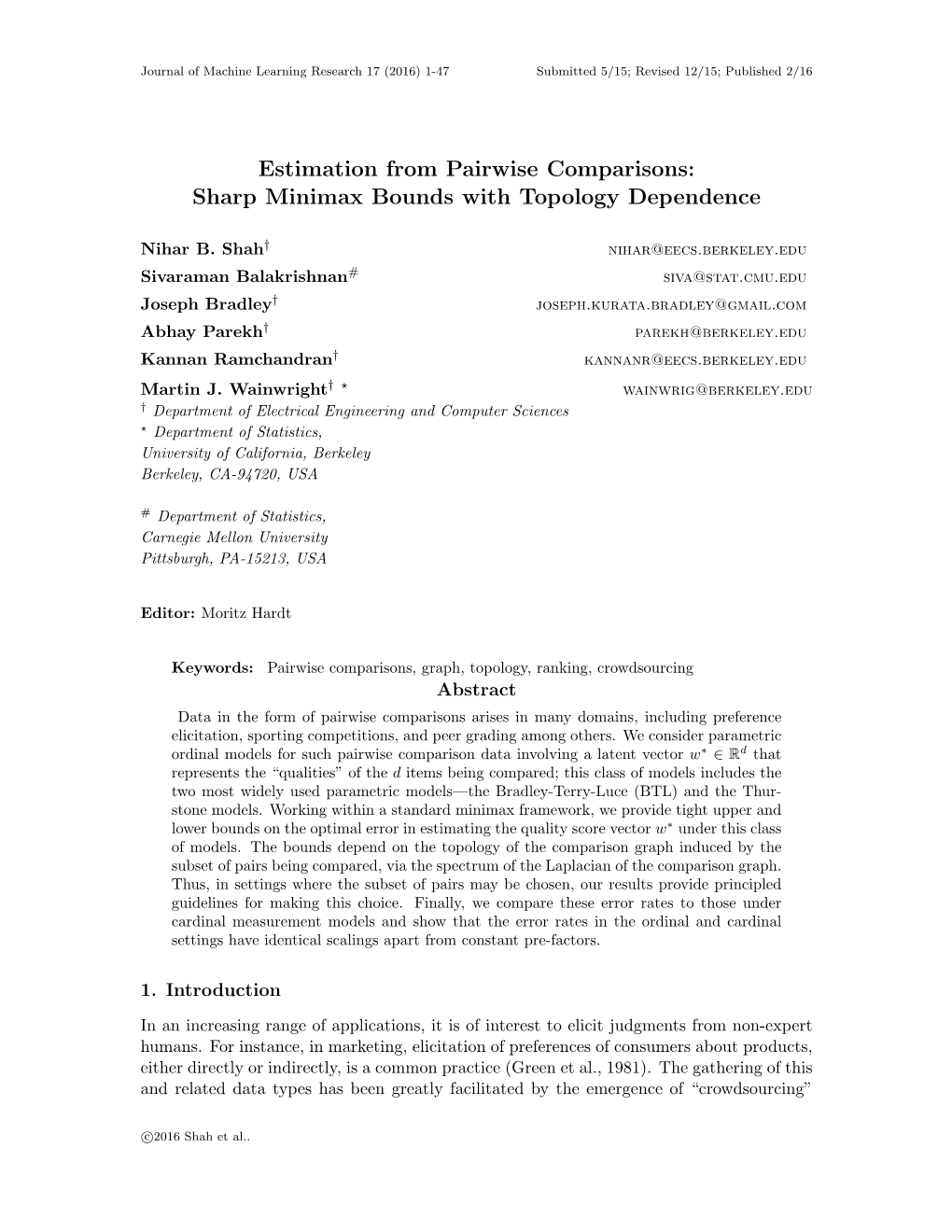 Estimation from Pairwise Comparisons: Sharp Minimax Bounds with Topology Dependence