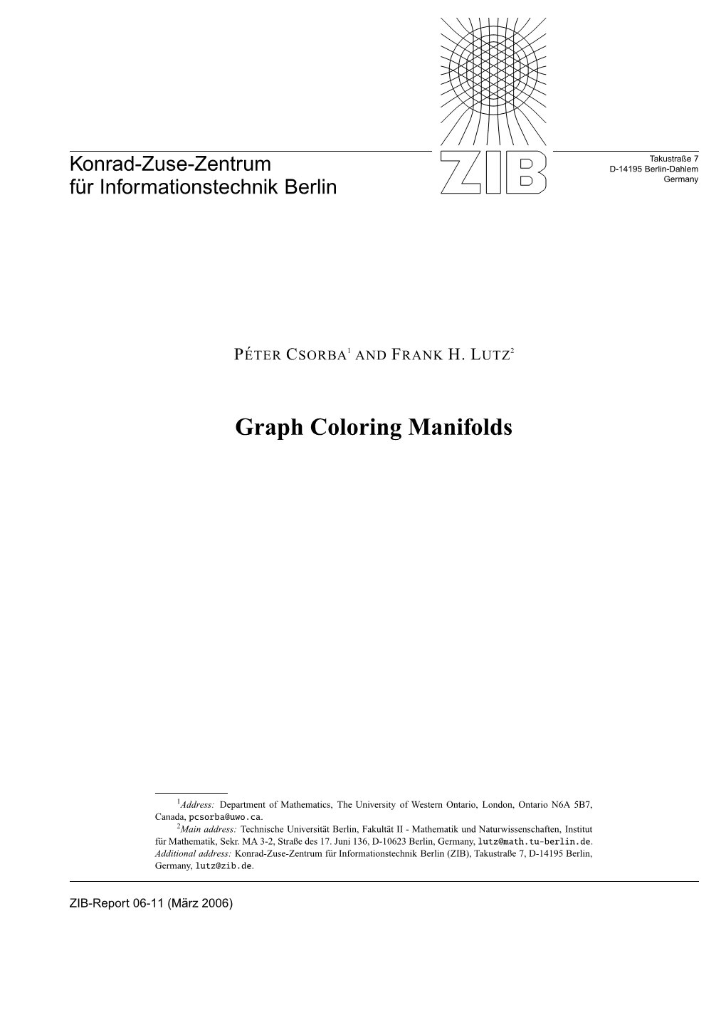 Graph Coloring Manifolds