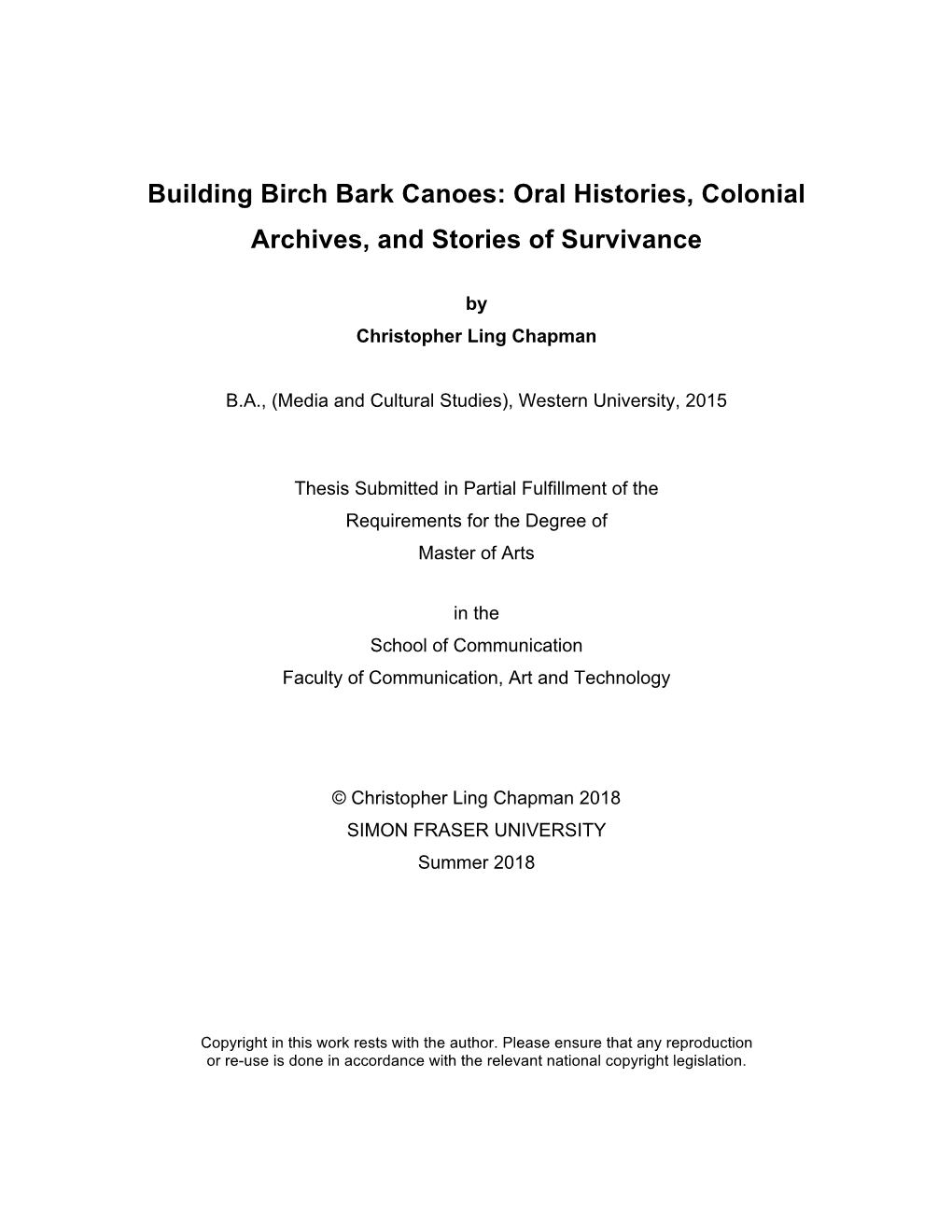 Building Birch Bark Canoes: Oral Histories, Colonial Archives, and Stories of Survivance