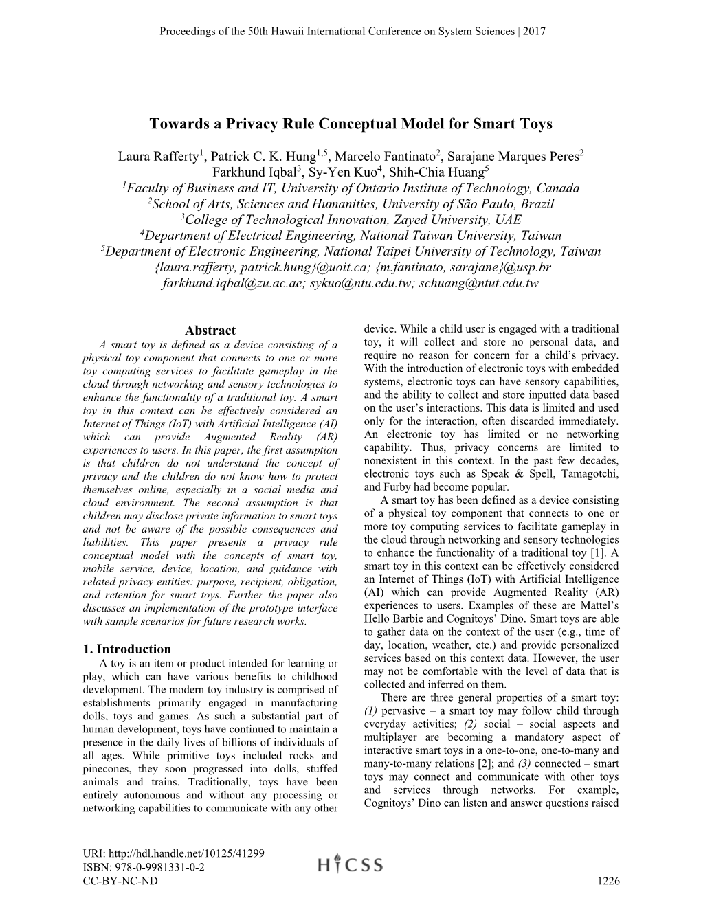 Towards a Privacy Rule Conceptual Model for Smart Toys