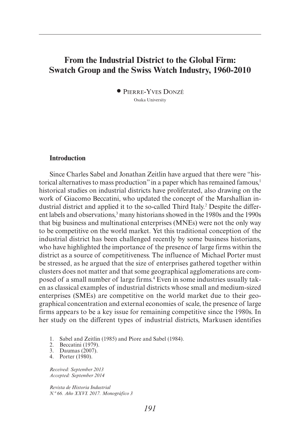 Swatch Group and the Swiss Watch Industry, 1960-2010