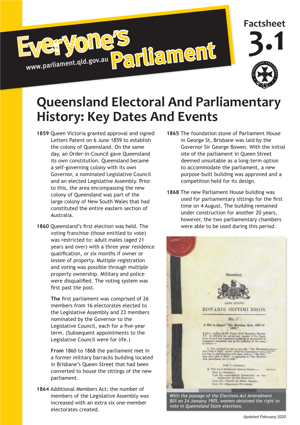 Queensland Electoral and Parliamentary History: Key Dates and Events