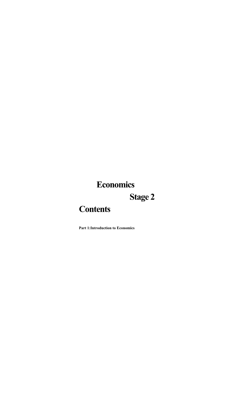 Economics Stage 2 Contents