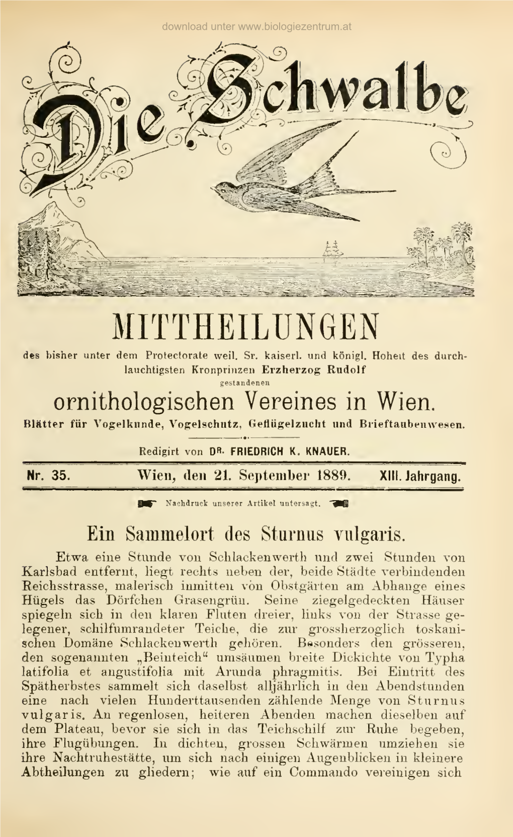 Mittheilungen Des Ornithologischen Vereines in Wien