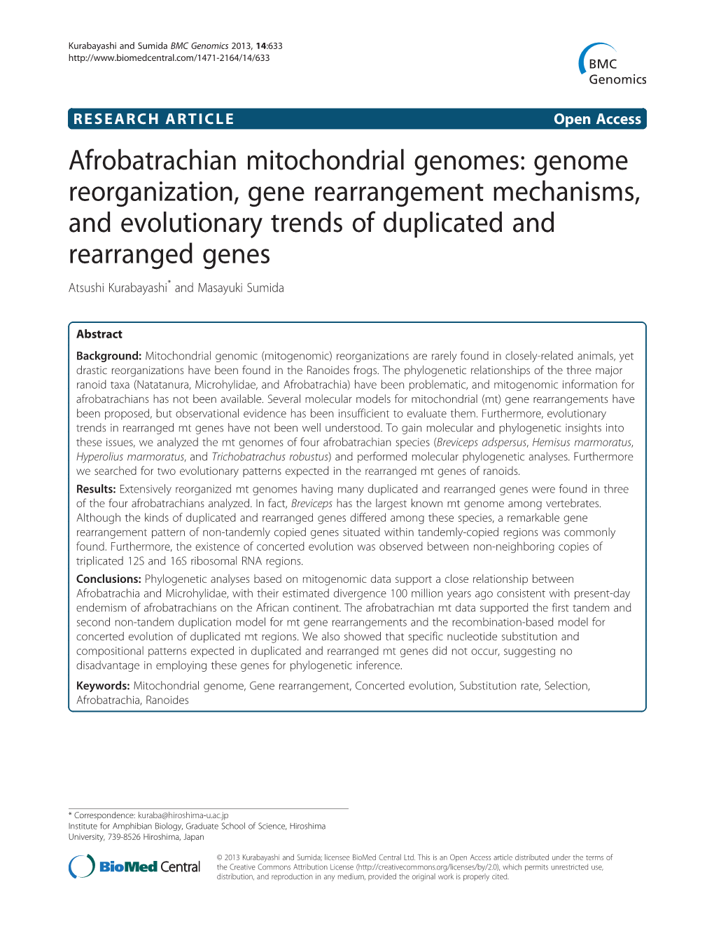 Afrobatrachian Mitochondrial Genomes