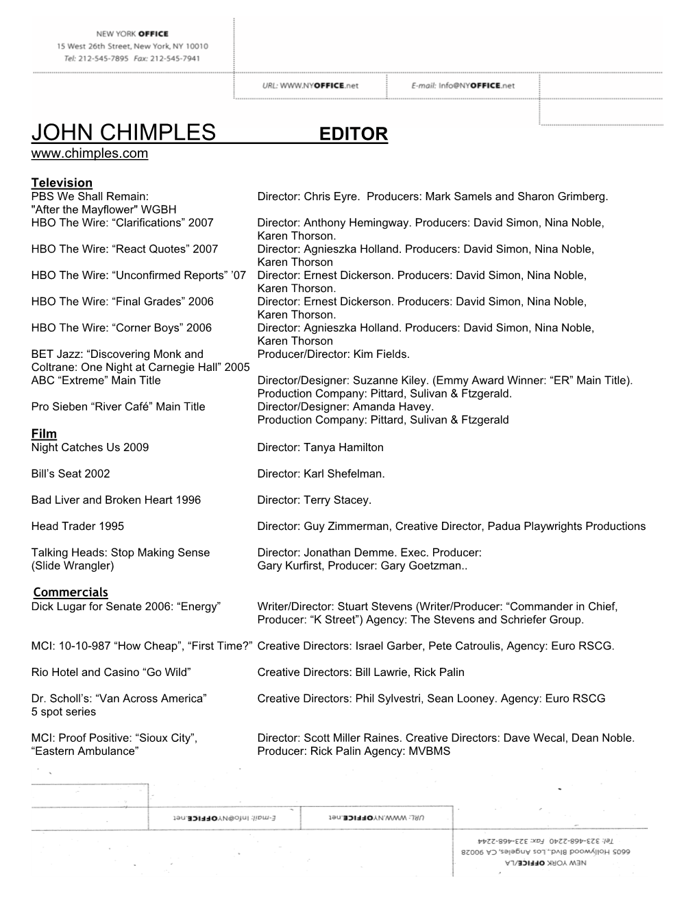 John Chimples Editor