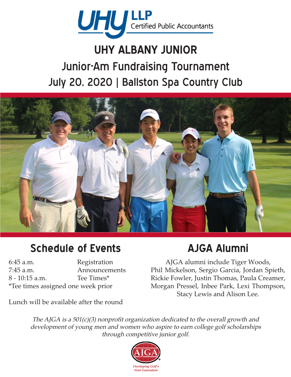 UHY ALBANY JUNIOR Junior-Am Fundraising Tournament July 20, 2020 | Ballston Spa Country Club