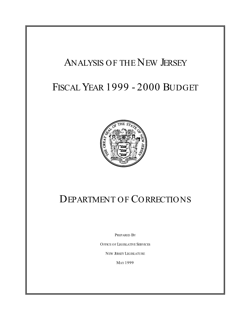 Analysis of the New Jersey Fiscal Year 1999