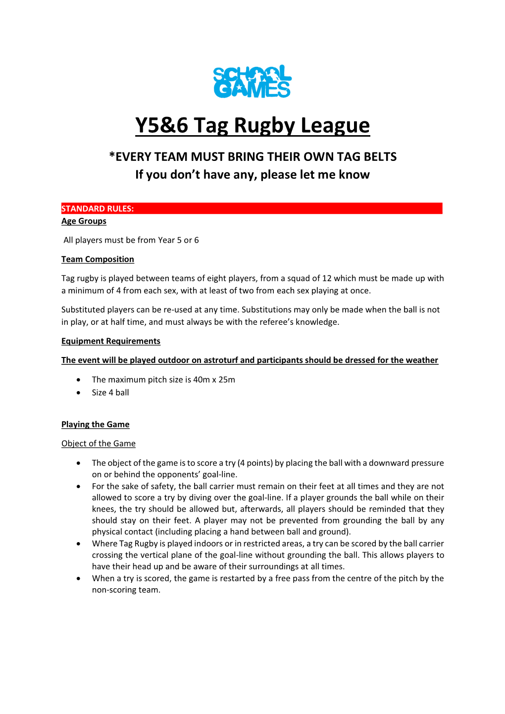 Y5&6 Tag Rugby League