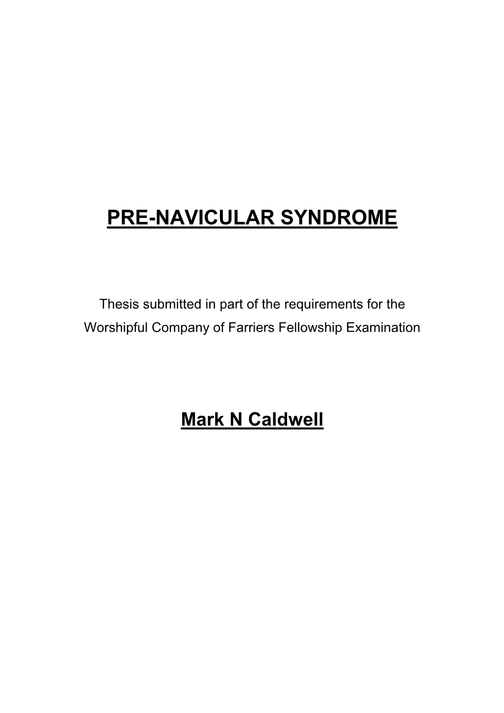 Pre-Navicular Syndrome