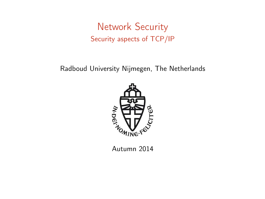 Network Security Security Aspects of TCP/IP