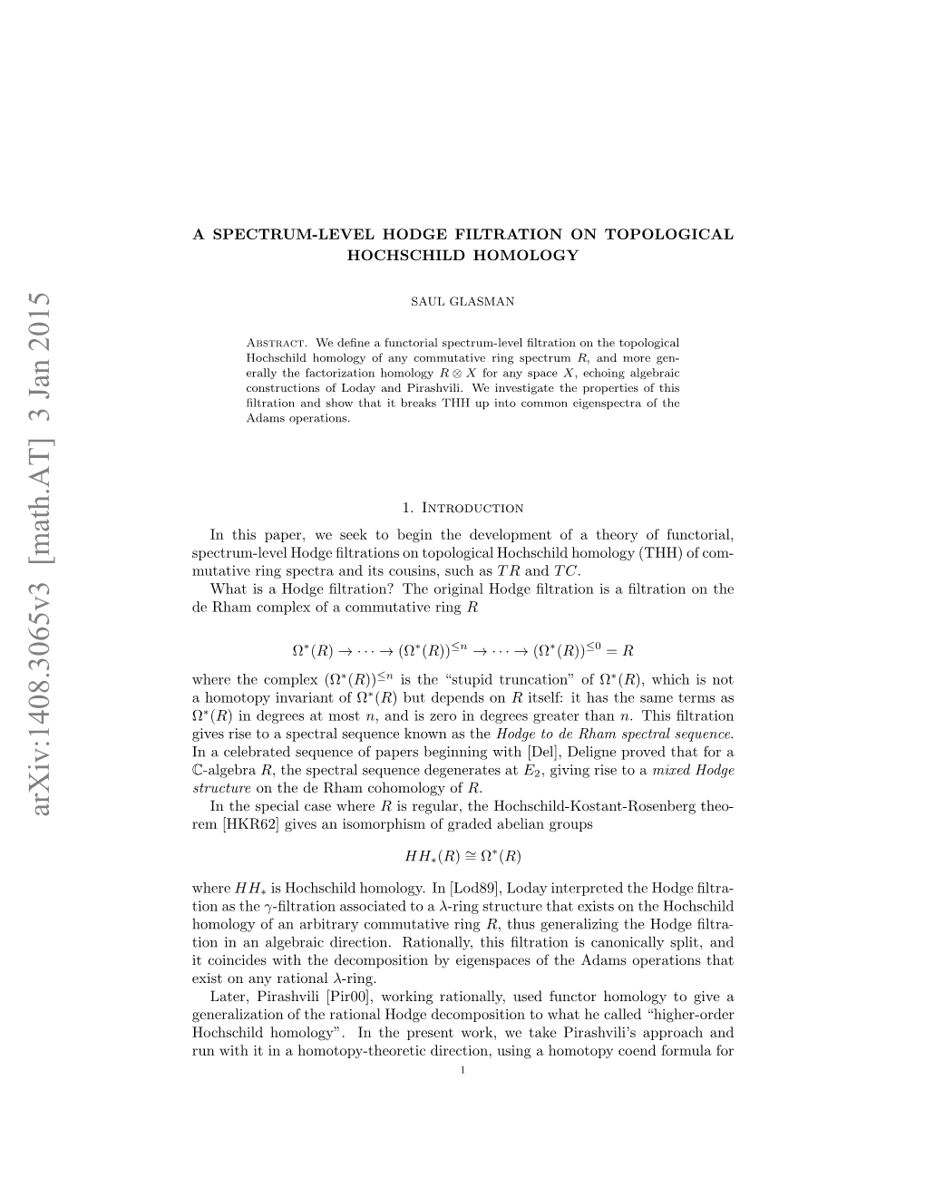 A Spectrum-Level Hodge Filtration on Topological Hochschild Homology