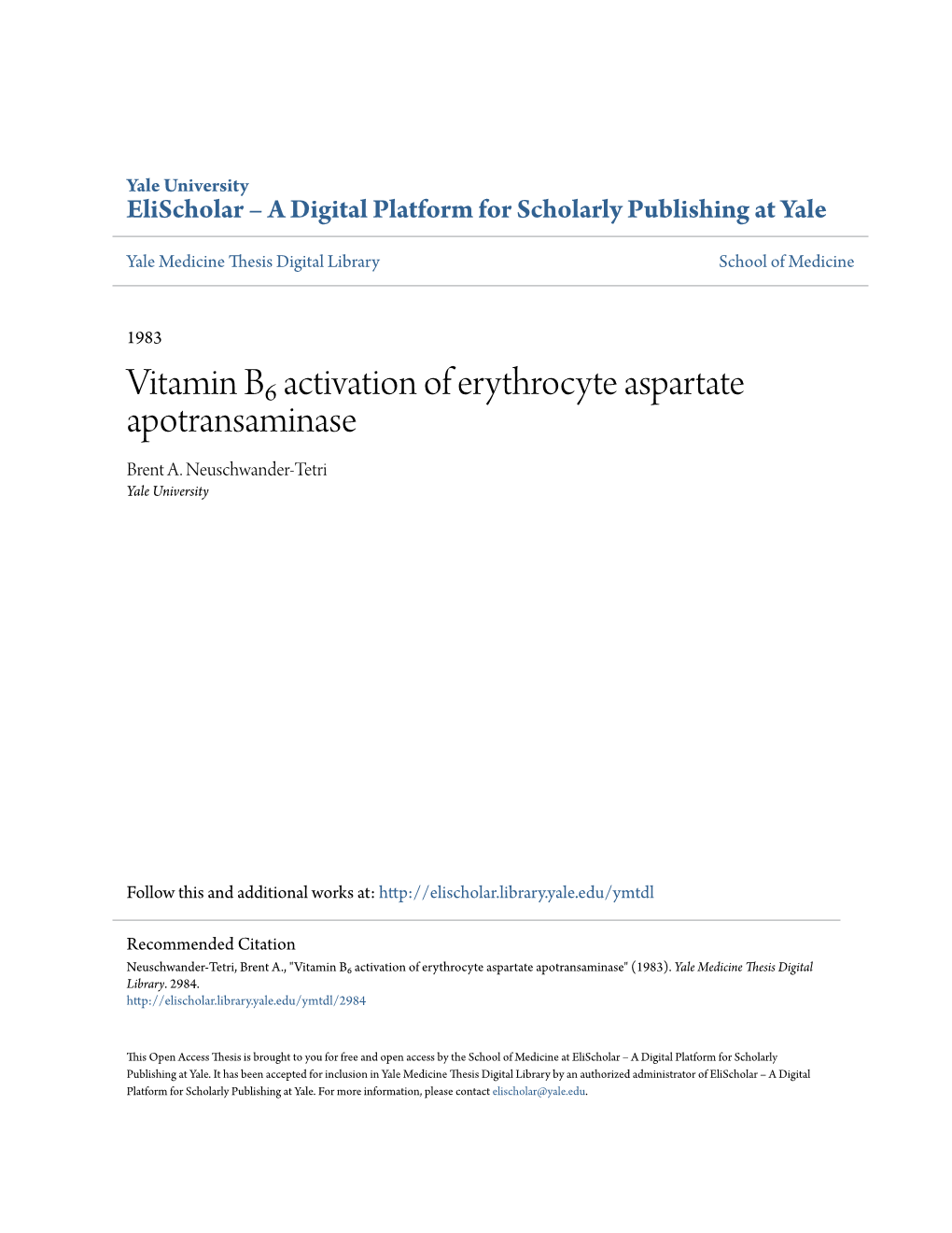 Vitamin Bâ‡Ƒ Activation of Erythrocyte Aspartate Apotransaminase