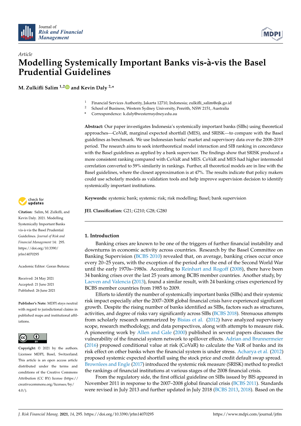 Modelling Systemically Important Banks Vis-À-Vis the Basel Prudential Guidelines