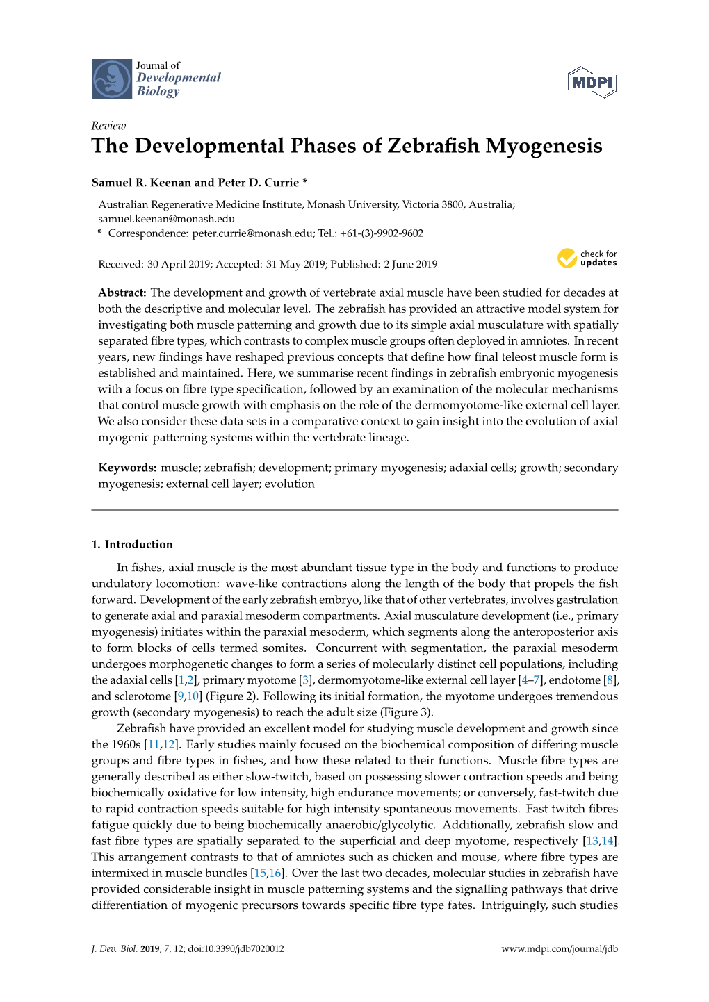 The Developmental Phases of Zebrafish Myogenesis