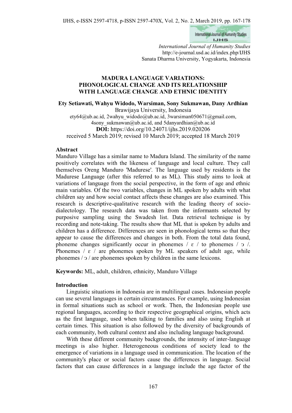 167 Madura Language Variations: Phonological