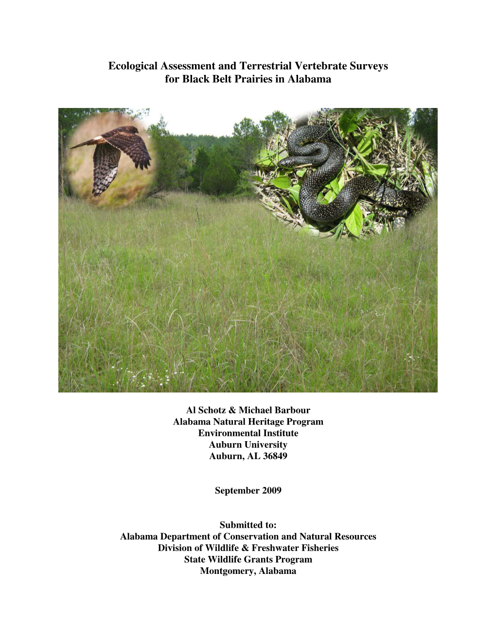 Ecological Assessment and Terrestrial Vertebrate Surveys for Black Belt Prairies in Alabama